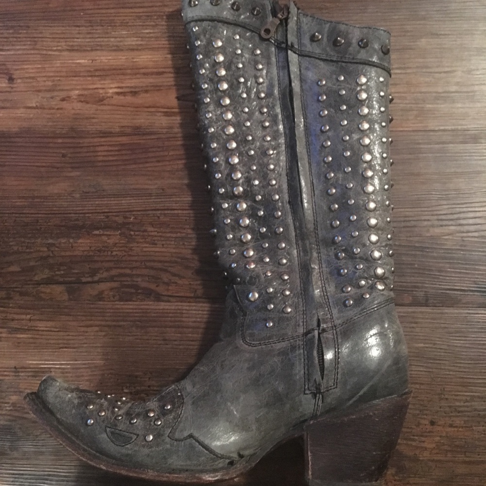 Grey studded Corral cowboy boots